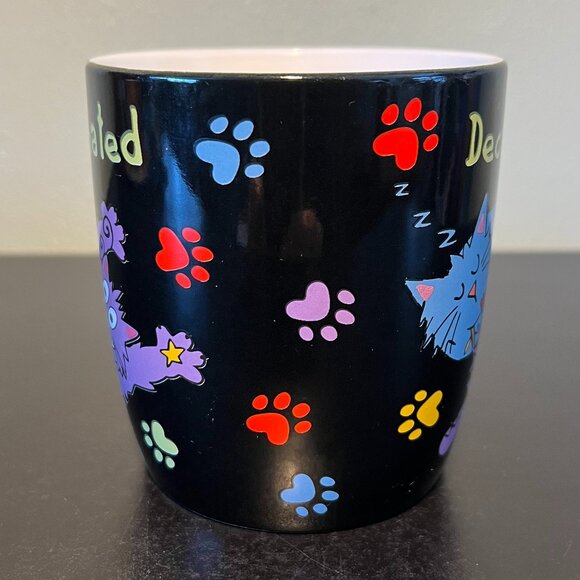 Animal Rescue Site Cats Kittens Paw Prints Caffeinated Decaf Pun Coffee Mug - Picture 4 of 10